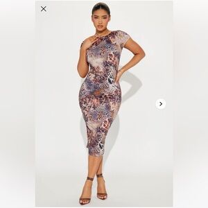 Fashionnova Dominica Midi Dress - Brown/combo